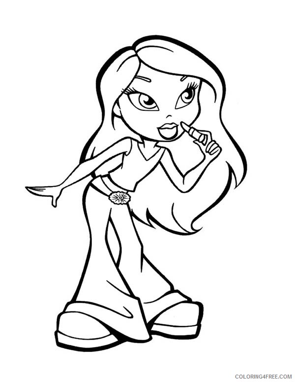 Bratz Coloring Pages Yasmin from Bratz Put On Lipstick Printable 2021 1238 Coloring4free