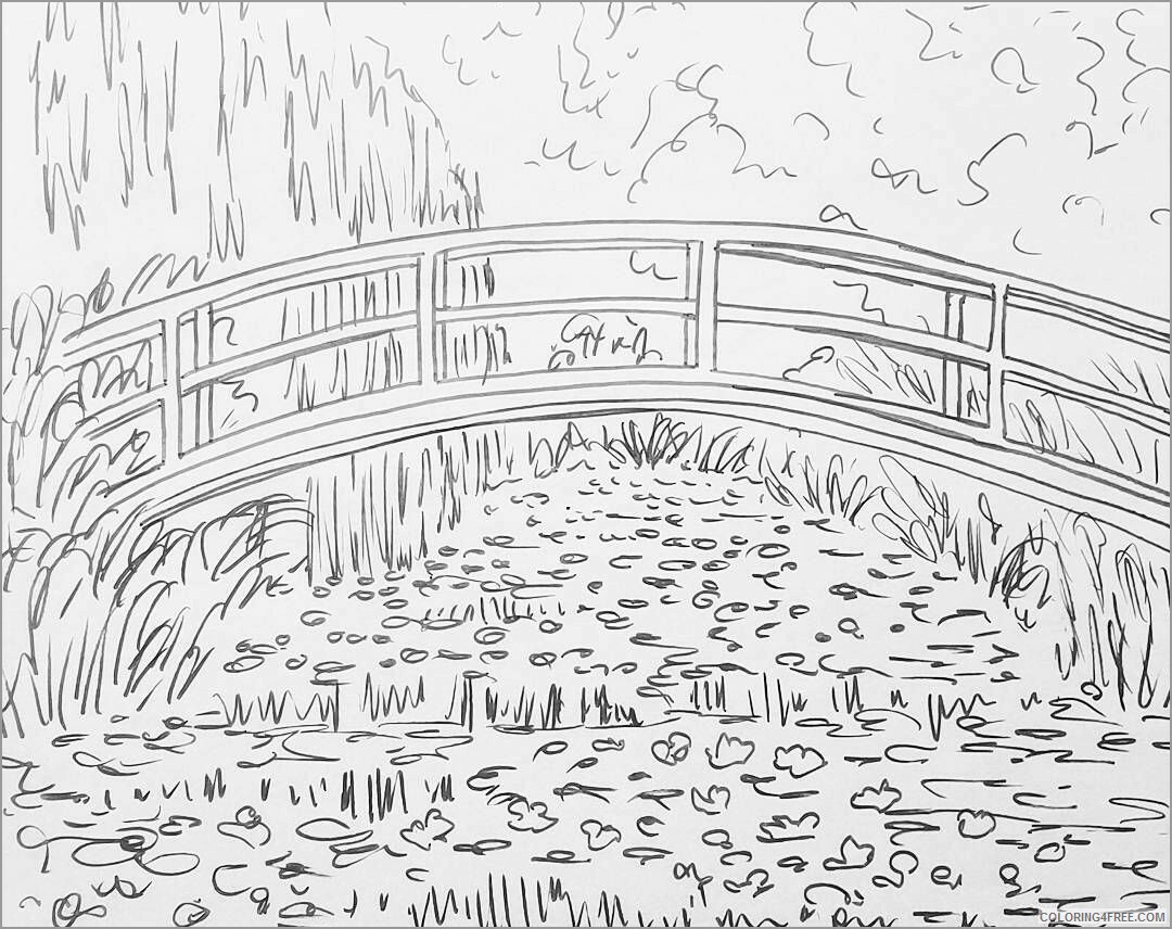 Bridge Coloring Pages monet bridge over waterlilies pond Printable 2021 1252 Coloring4free