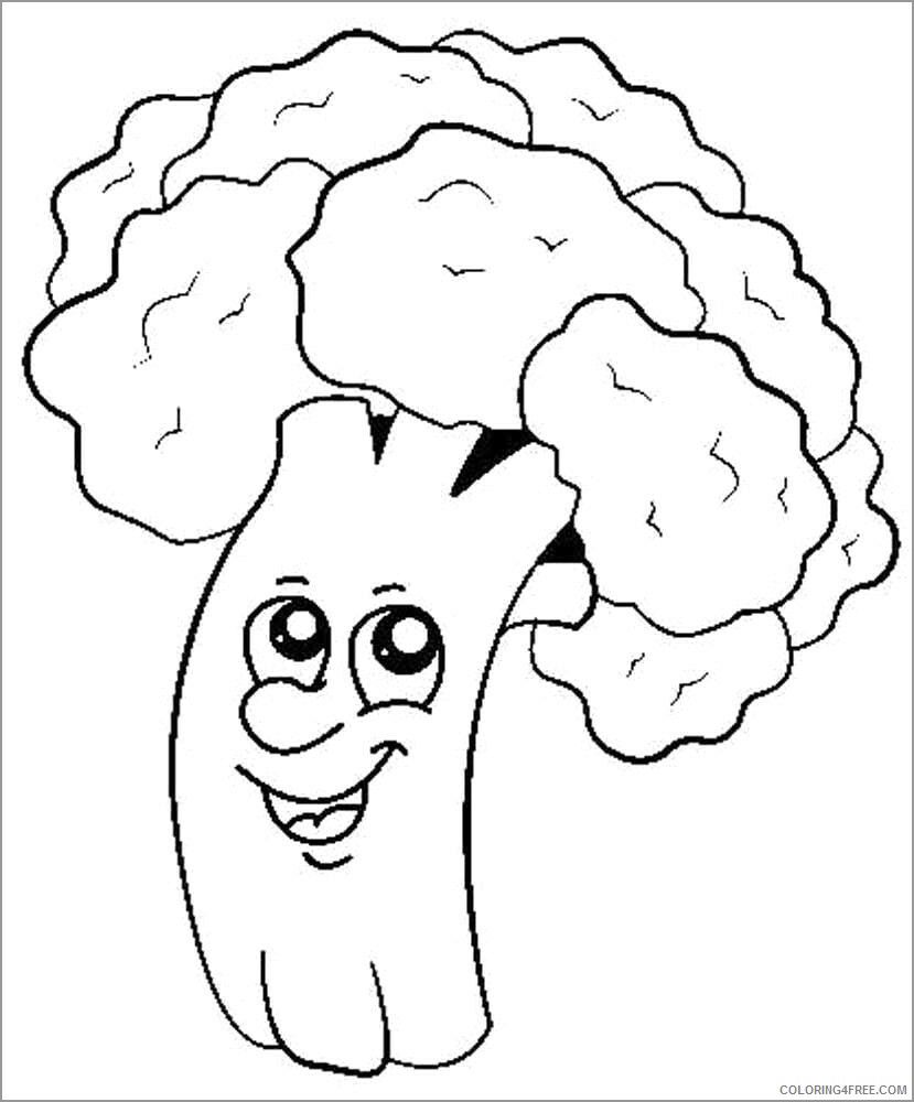 Broccoli Coloring Pages Vegetables Food cartoon broccoli Printable 2021 486 Coloring4free