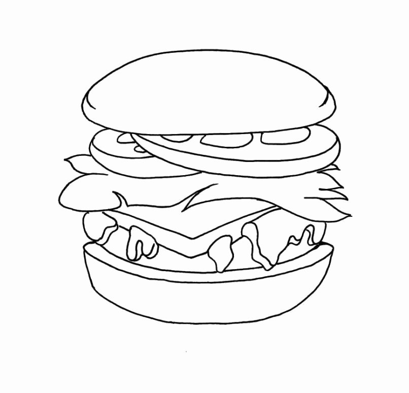 Burger Coloring Pages Food Easy Hamburger Printable 2021 036 Coloring4free