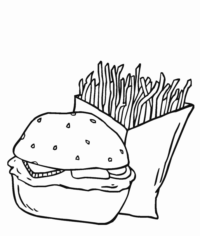Burger Coloring Pages Food Hamburger and Fries Printable 2021 037 Coloring4free