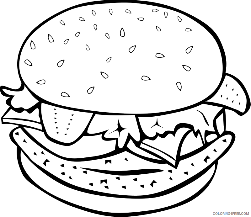 Burger Coloring Pages Food Hamburger with Toppings Printable 2021 044 Coloring4free