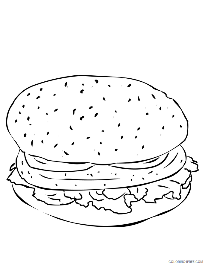 Burger Coloring Pages Food Single Hamburger Printable 2021 048 Coloring4free