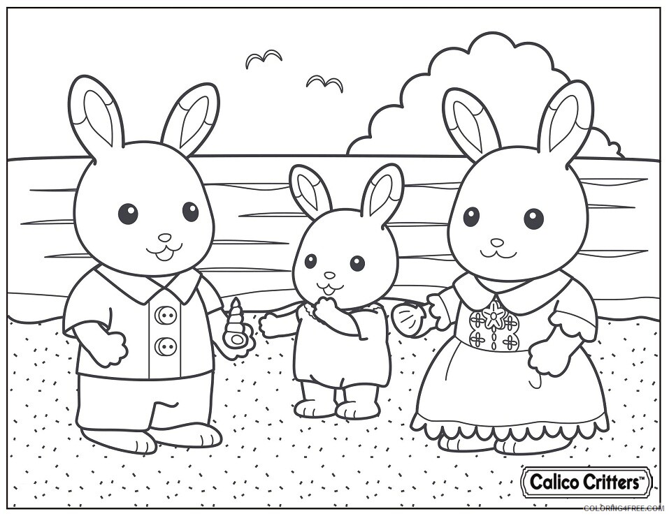 Calico Critters Coloring Pages calico critters beach shell Printable 2021 1281 Coloring4free