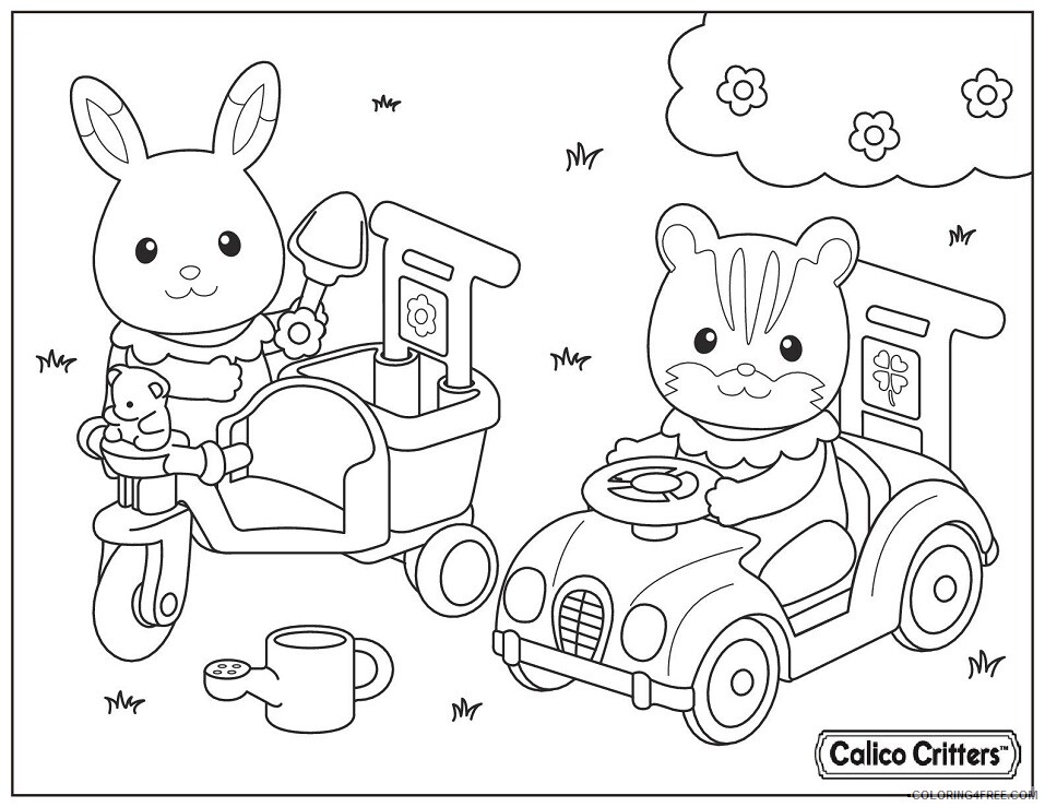 Calico Critters Coloring Pages calico critters drive car with friend Printable 2021 1284 Coloring4free