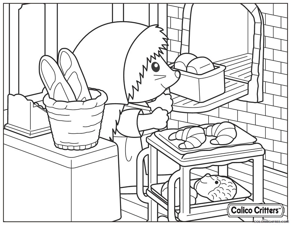 Calico Critters Coloring Pages cooking croissant bread Printable 2021 1282 Coloring4free
