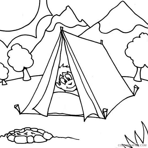 Camping Coloring Pages Boy Sleeping at Camping Tent Printable 2021 1292 Coloring4free
