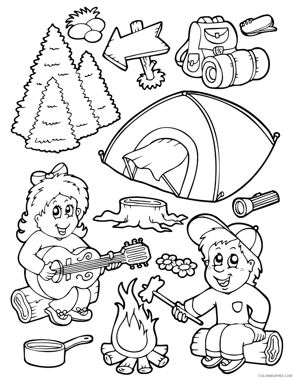Camping Coloring Pages Camping Printable 2021 1310 Coloring4free