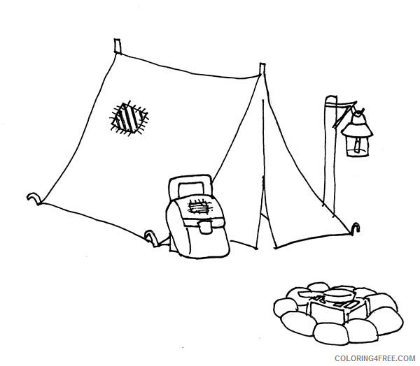 Camping Coloring Pages Camping Tent and Campfire Printable 2021 1338 Coloring4free