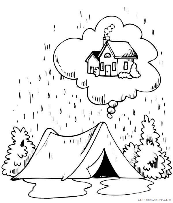 Camping Coloring Pages Camping in the Rain Printable 2021 1336 Coloring4free