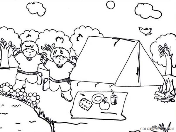 Camping Coloring Pages Camping with Friends Printable 2021 1341 Coloring4free