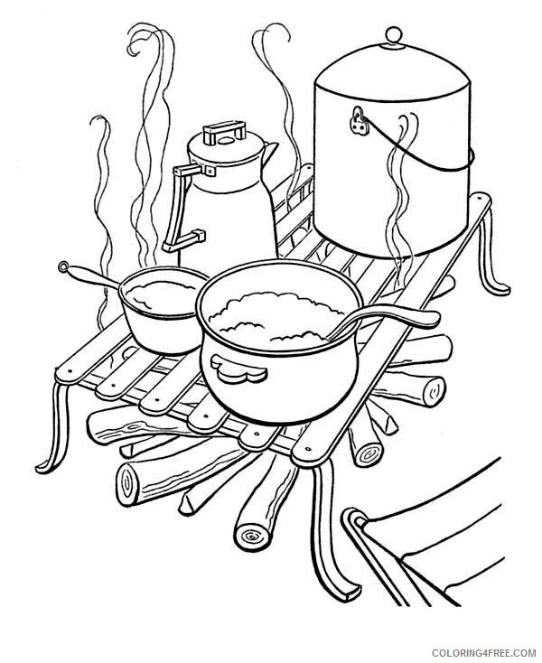 Camping Coloring Pages Cooking Camping Food Printable 2021 1342 Coloring4free