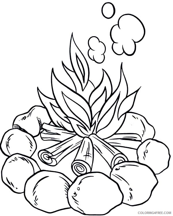 Camping Coloring Pages Make Campfire When Camping Printable 2021 1351 Coloring4free
