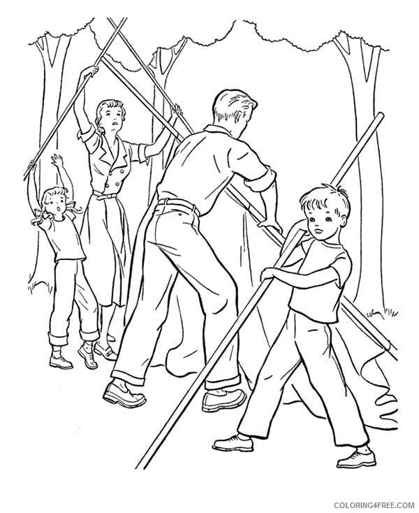 Camping Coloring Pages One Whole Family Help Building Camping Tent 2021 Coloring4free