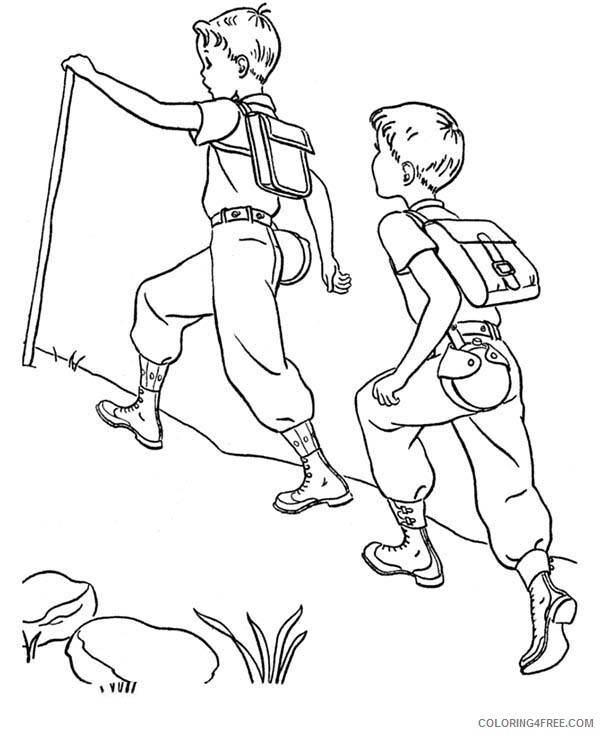 Camping Coloring Pages Walking to Reach Camping Location Printable 2021 1357 Coloring4free