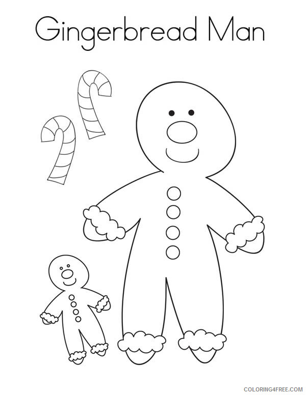 Candy Coloring Pages Gingerbread Men and Two Candy Cane Printable 2021 1385 Coloring4free