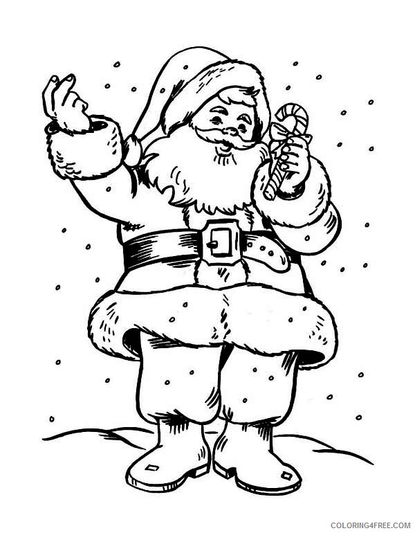 Candy Coloring Pages Santa Claus Holding a Sweet Candy Cane on Christmas 2021 Coloring4free