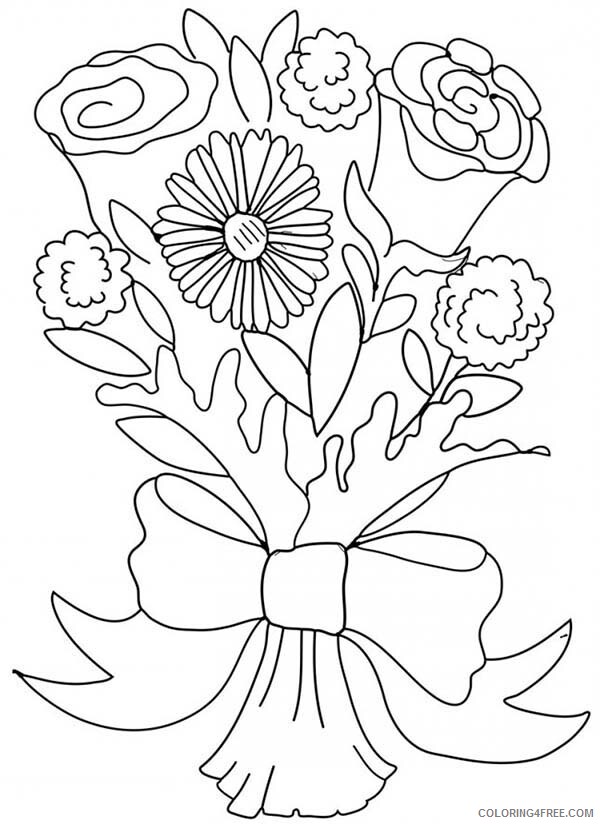 Carnation Coloring Pages Flowers Nature Carnation and Rose Flower Bouquet 2021 Coloring4free