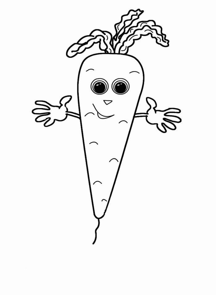 Carrot Coloring Pages Vegetables Food Carrot with Face Printable 2021 531 Coloring4free