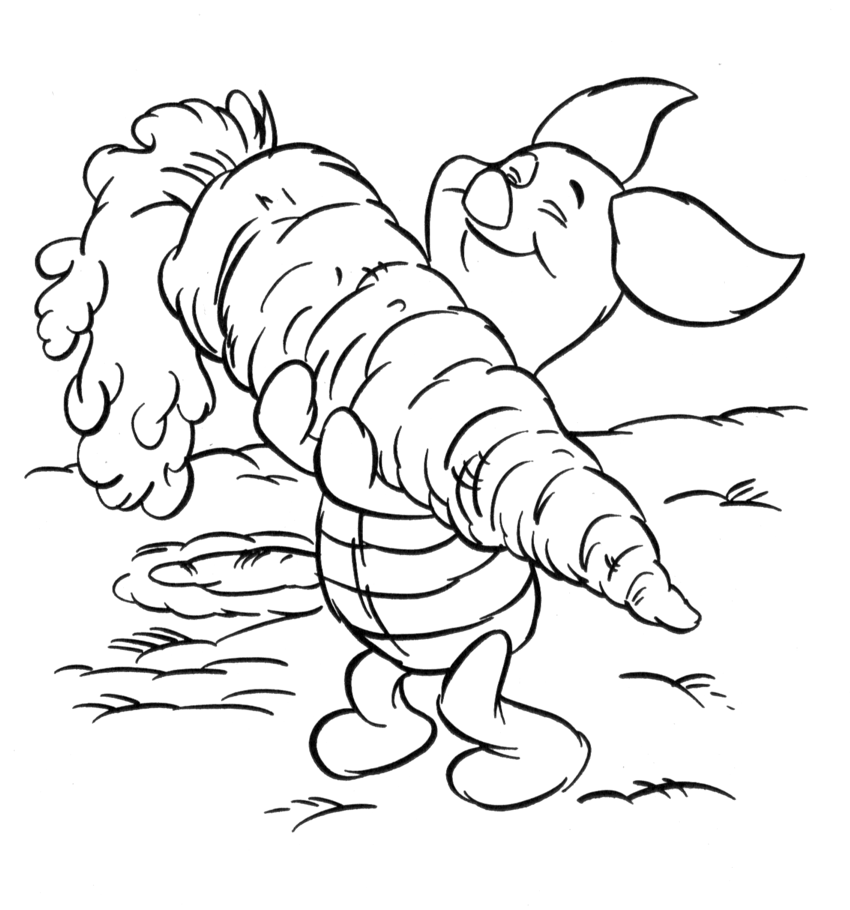 Carrot Coloring Pages Vegetables Food Piglet Big Carrot Printable 2021 540 Coloring4free