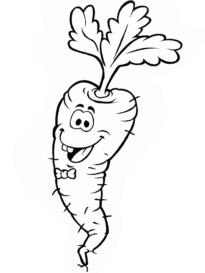 Carrot Coloring Pages Vegetables Food Smiling Carrot Printable 2021 544 Coloring4free