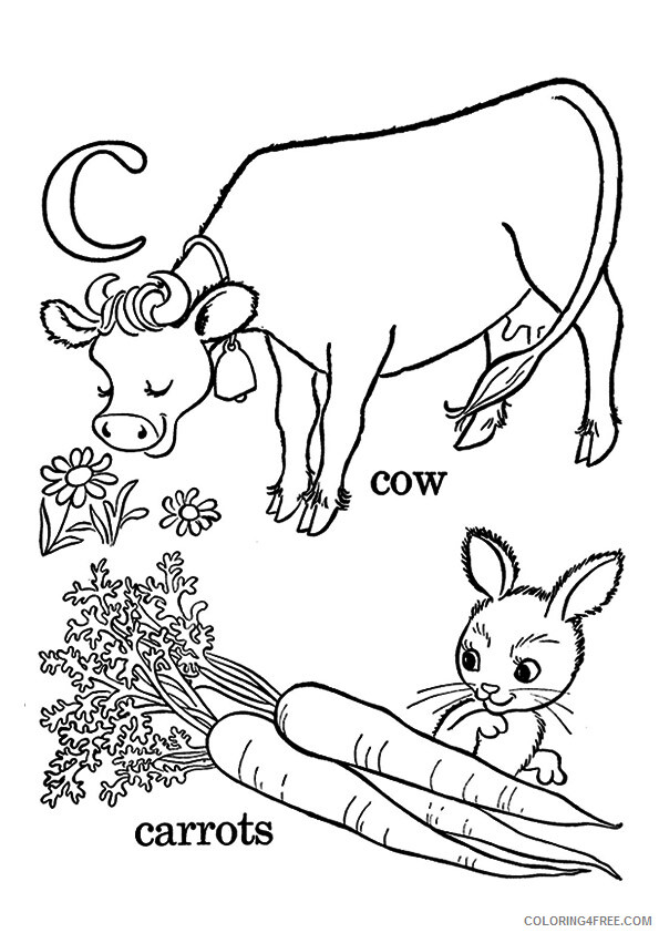 Carrot Coloring Pages Vegetables Food the c for carrots and cows Print 2021 508 Coloring4free
