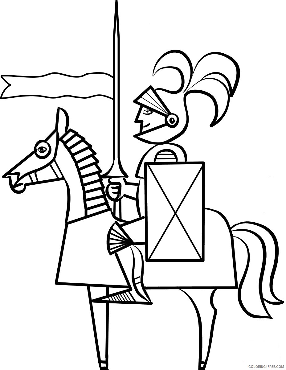 Cartoon Horse Coloring Pages cartoon knight on horse knights Printable 2021 1448 Coloring4free
