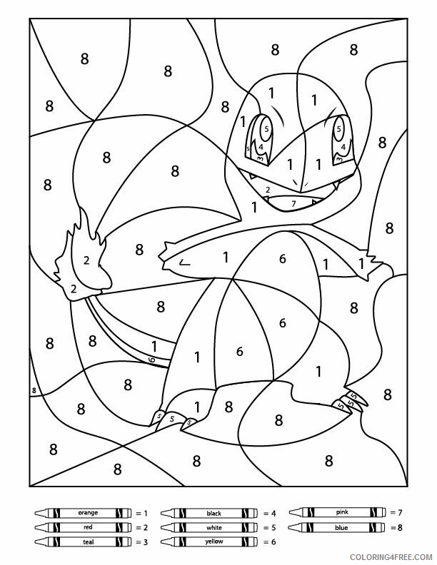 Charmander Pokemon Characters Printable Coloring Pages Charmander by Number 2021 011 Coloring4free