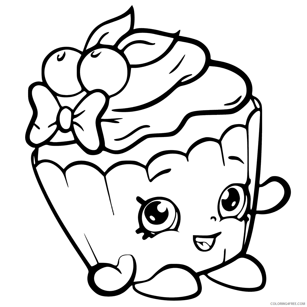 Cherry Coloring Pages Fruits Food Cherry Cake Shopkins Printable 2021 162 Coloring4free