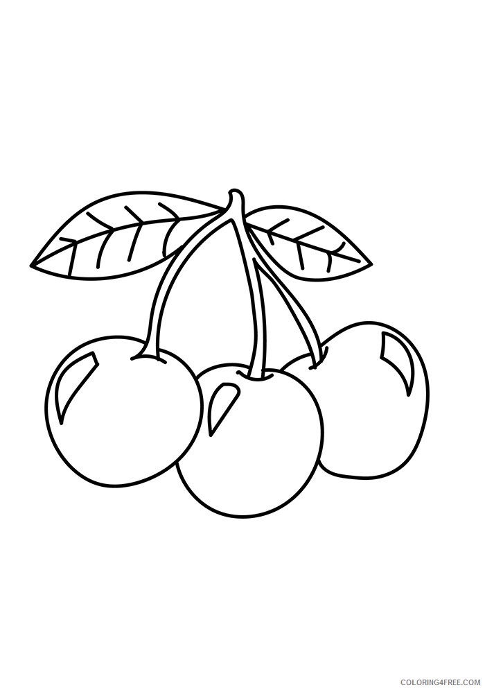 Cherry Coloring Pages Fruits Food the cherries Printable 2021 156 Coloring4free
