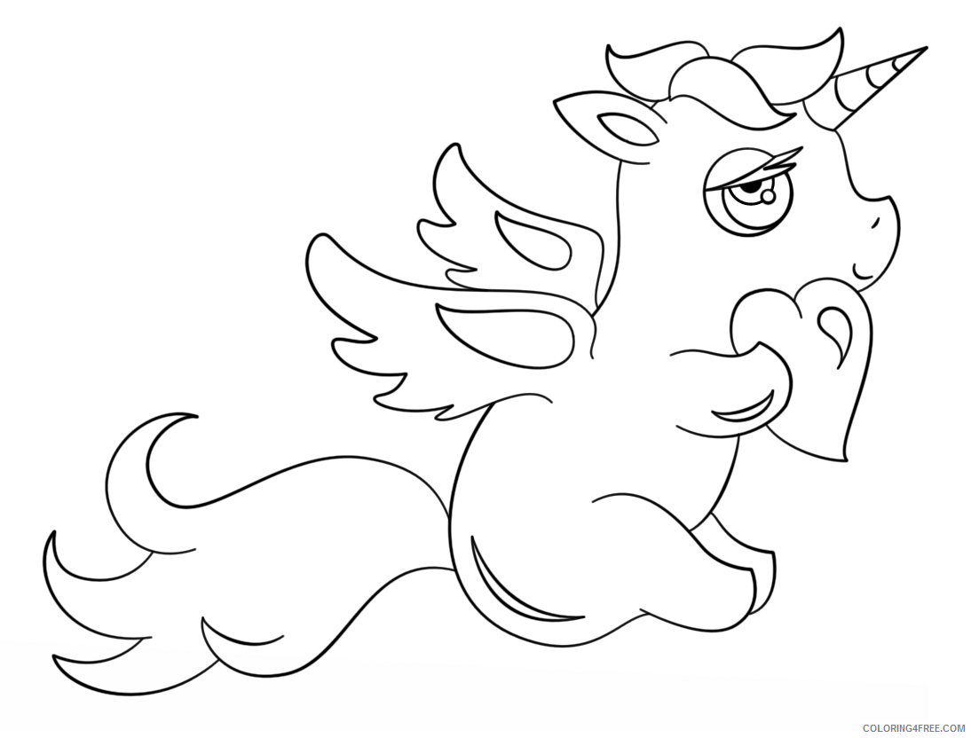 Chibi Printable Coloring Pages Anime chibi unicorn with heart 2021 0039 Coloring4free