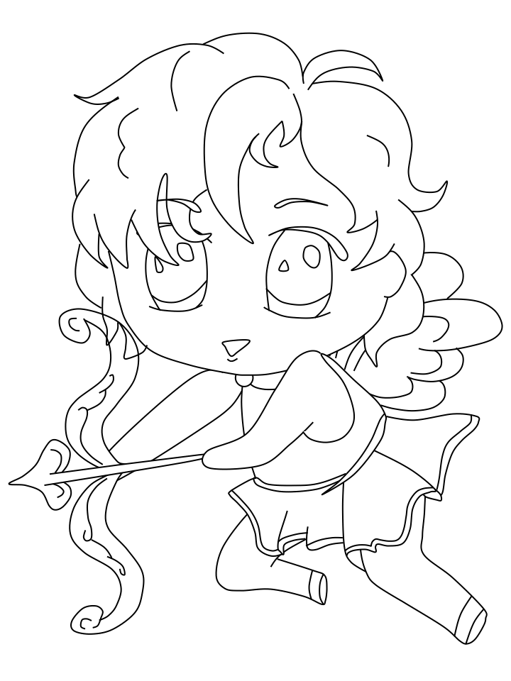 Chibi Printable Coloring Pages Anime cupid chibi 2021 0102 Coloring4free