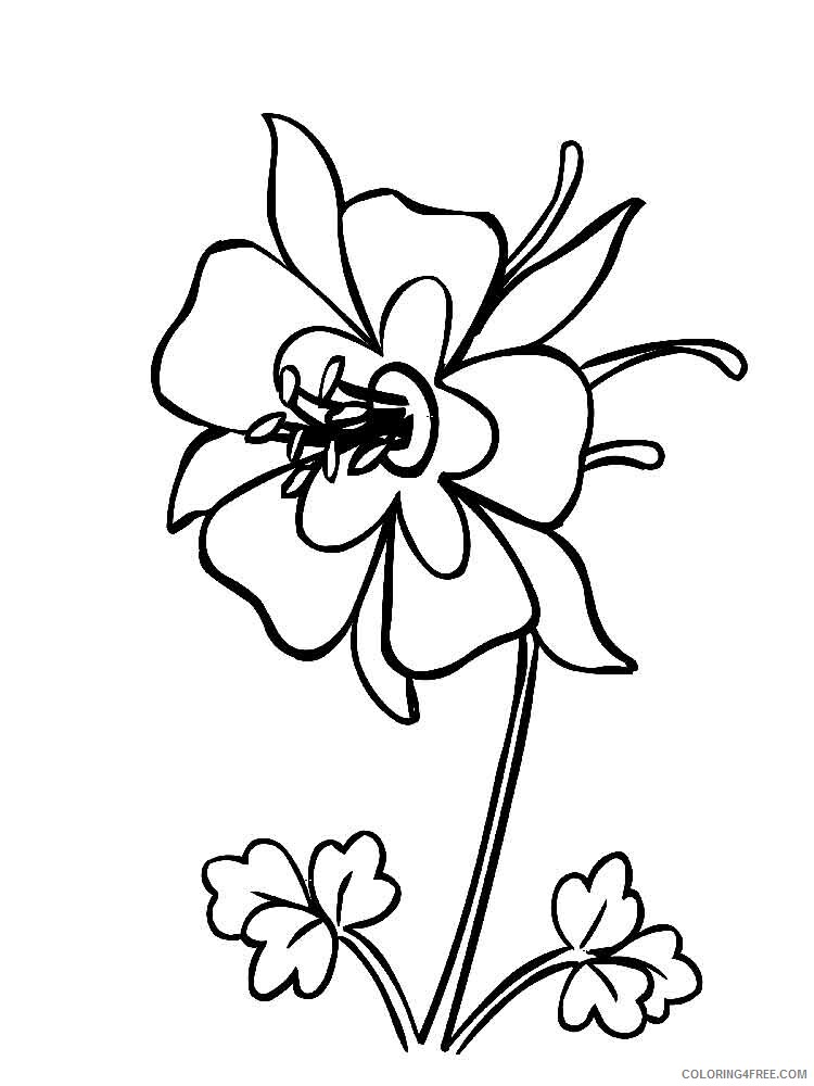Columbine Coloring Pages Flowers Nature Columbine flower 3 Printable 2021 086 Coloring4free