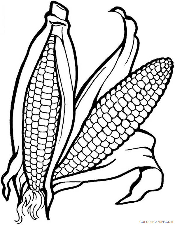 Corn Coloring Pages Vegetables Food Corn Vegetable Printable 2021 566 Coloring4free