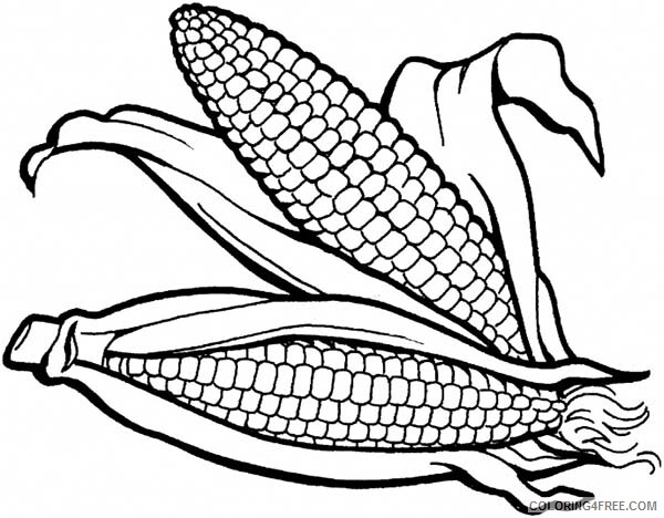 Corn Coloring Pages Vegetables Food Delicious Corn Printable 2021 567 Coloring4free