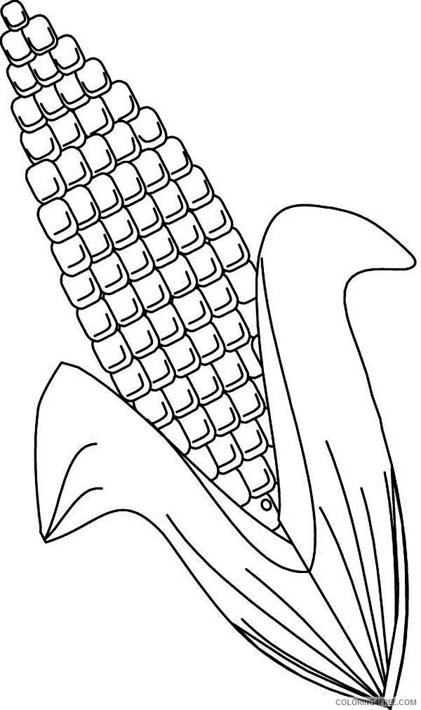 Corn Coloring Pages Vegetables Food Ear of Corn Printable 2021 568 Coloring4free