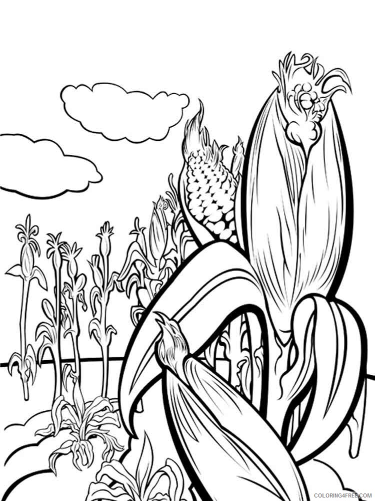 Corn Coloring Pages Vegetables Food Vegetables Corn 9 Printable 2021 575 Coloring4free