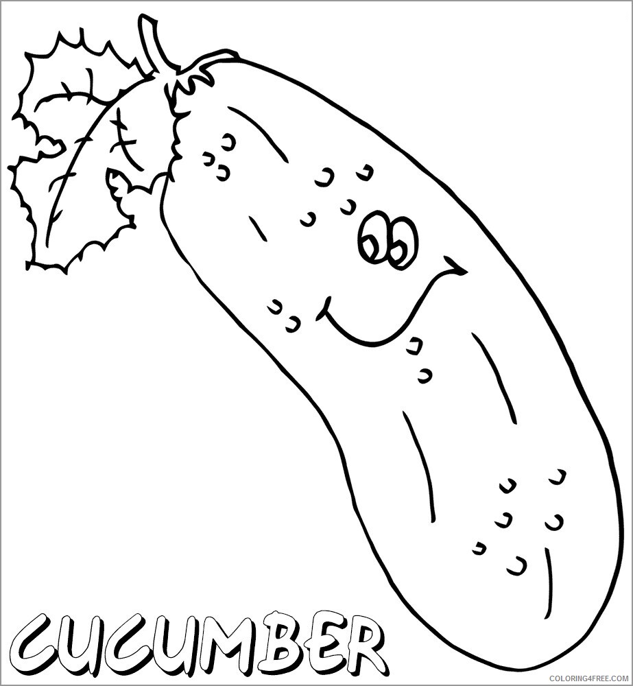 Cucumber Coloring Pages Vegetables Food cute cucumbers Printable 2021 578 Coloring4free