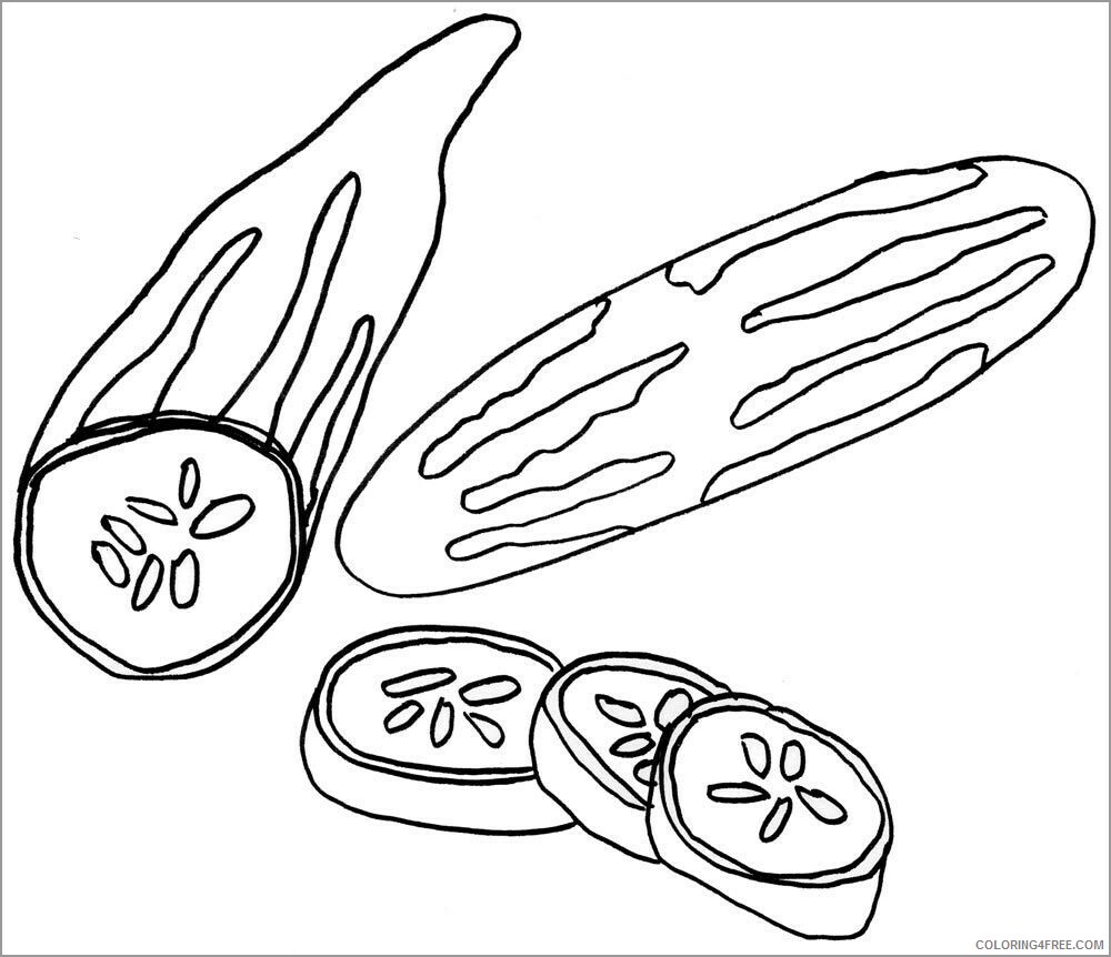 Cucumber Coloring Pages Vegetables Food sliced cucumbers Printable 2021 580 Coloring4free