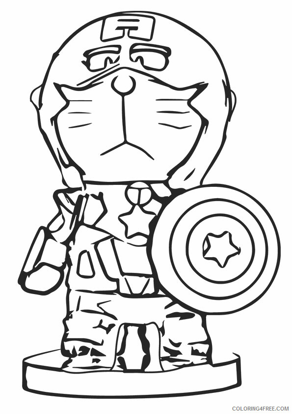 Doraemon Printable Coloring Pages Anime 1526631868_doraemon as captain america a4 2021 0416 Coloring4free