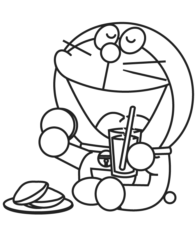 Doraemon Printable Coloring Pages Anime 1531276609_doraemon having lunch a4 2021 0419 Coloring4free