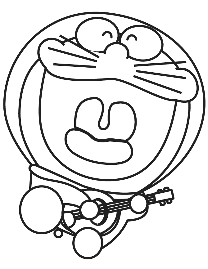 Doraemon Printable Coloring Pages Anime 1531276686_doraemon playing guitar a4 2021 0420 Coloring4free