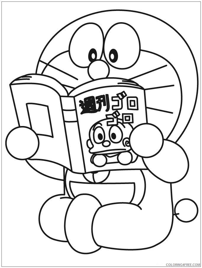 Doraemon Printable Coloring Pages Anime 1531277384_doraemon reading book a4 2021 0423 Coloring4free