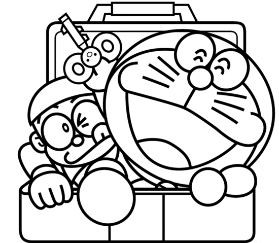 Doraemon Printable Coloring Pages Anime 1531277572_doraemon and nobita in box a4 2021 0424 Coloring4free