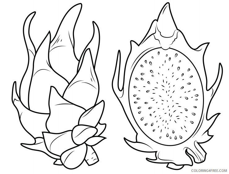 Dragon Fruit Coloring Pages Fruits Food dragon fruit a4 Printable 2021 175 Coloring4free