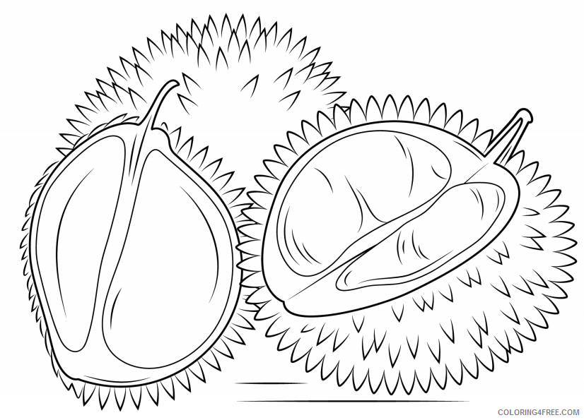 Durian Coloring Pages Fruits Food durians Printable 2021 179 Coloring4free