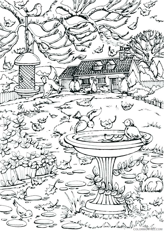 Fall Coloring Pages Nature Beautiful Fall Yard Scene Printable 2021 148 Coloring4free