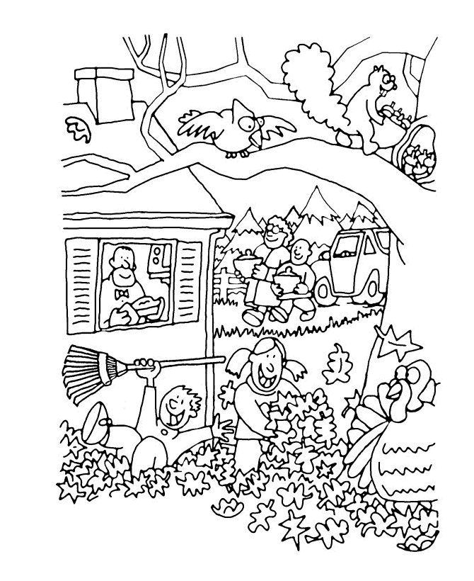 Fall Coloring Pages Nature Fall Cleanup Fun Printable 2021 150 Coloring4free