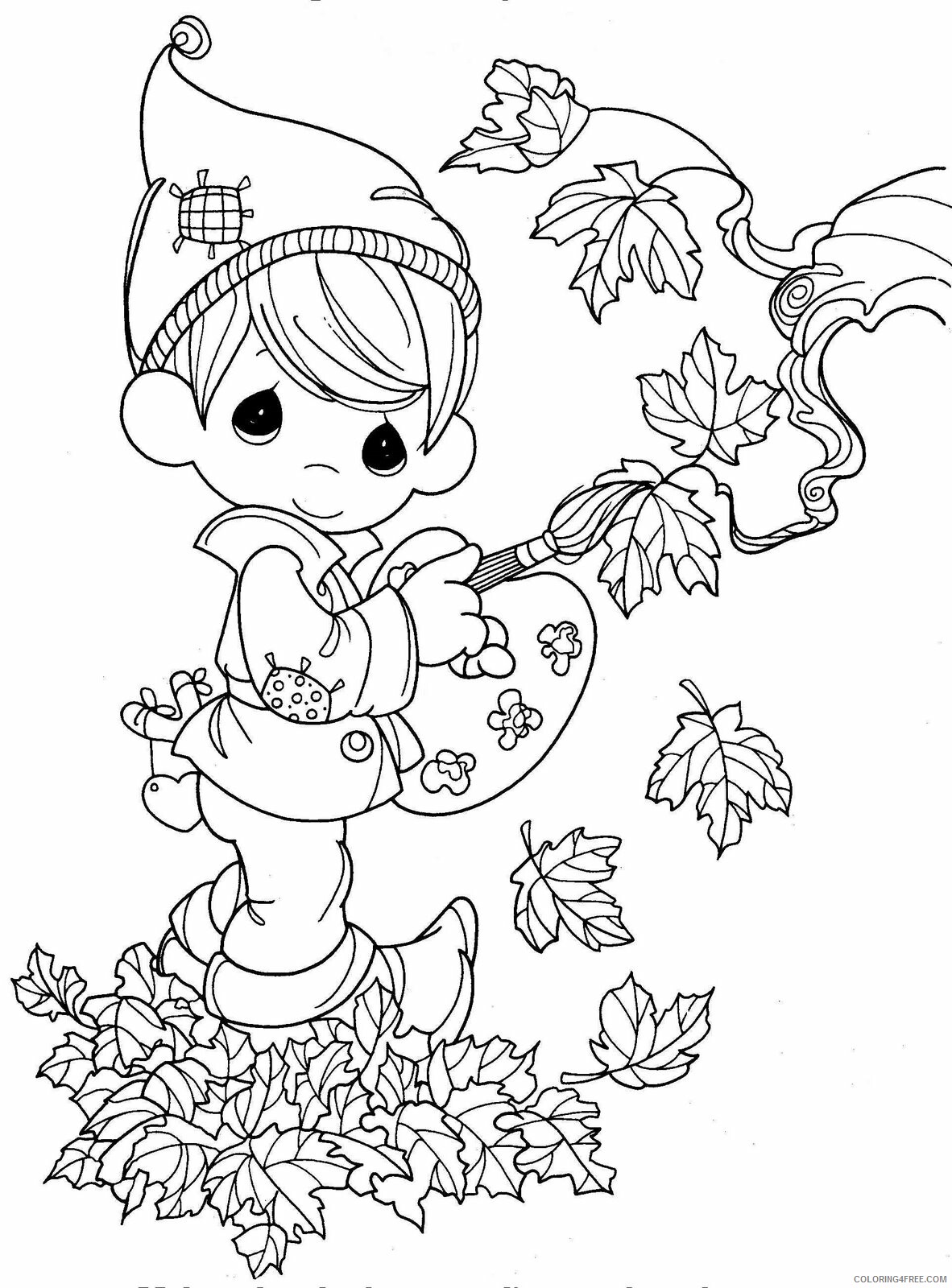 Fall Coloring Pages Nature Precious Elf Fall Printable 2021 176 Coloring4free