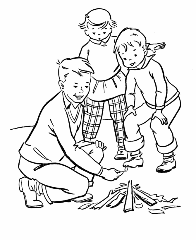 Fire Coloring Pages Nature Camp Fire Printable 2021 180 Coloring4free